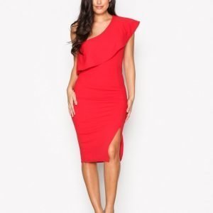 Missguided One Shoulder Frill Detail Dress Kotelomekko Punainen