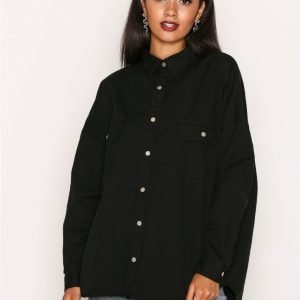 Missguided Oversized Military Shirt Kauluspaita Black