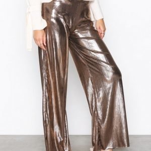 Missguided Plated Wide Leg Trousers Housut Gold