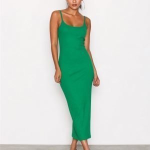 Missguided Ribbed Strappy Midi Dress Kotelomekko Green