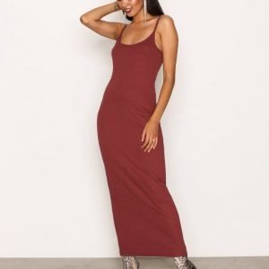 Missguided Ribbed Strappy Midi Dress Maksimekko Burgundy