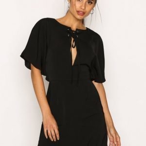 Missguided Silky Lace Up Mini Dress Loose Fit Mekko Black