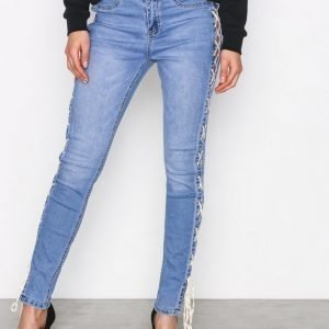 Missguided Sinner High Lace Side Skinny Farkut Blue