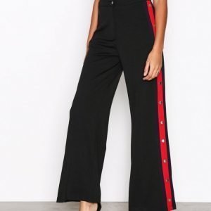 Missguided Sports Stripe Popper Detail Wide Leg Trousers Housut Black