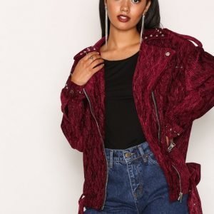 Missguided Studded Velvet Biker Jack Nahkatakki Purple