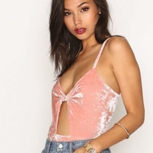 Missguided Velour Twist Front Bodysuit Body Pink