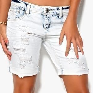 Mixed from Italy Ripped Boyfriend Shorts Acid Wash