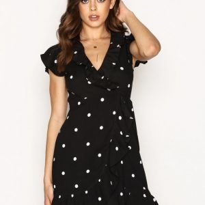 Motel Rica Ruffle Dress Skater Mekko Black / White