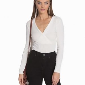 NLY Trend Simple V Neck Rib Top Vit