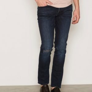 New Look Blue Black Rip Slim Jeans Farkut Blue