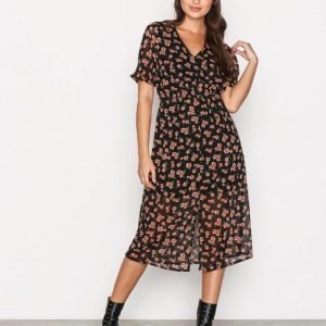 New Look Button Front Floral Dress Maksimekko Black