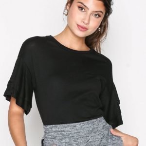 New Look Double Ruffle Sleeve Tee T-Paita Black