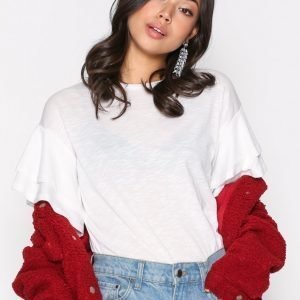 New Look Double Ruffle Sleeve Tee T-Paita White