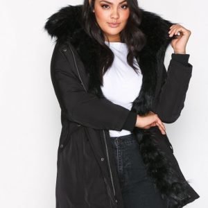 New Look Faux Fur Lined Parka Untuvatakki Black