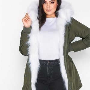 New Look Faux Fur Lined Parka Untuvatakki Olive