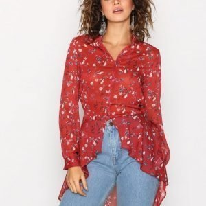 New Look Floral Chiffon Shirt Arkipaita Brown