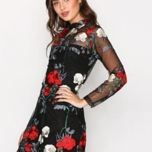 New Look Floral Embroidered Dress Juhlamekko Black