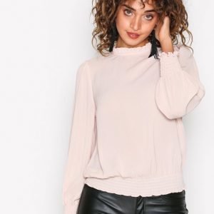 New Look Frill Trim Sleeve Top Juhlapaita Beige