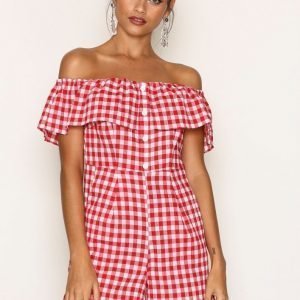 New Look Gingham Bardot Playsuit Red