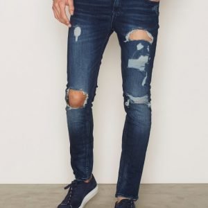 New Look Indigo Rip Distress Skinny Jeans Farkut Blue