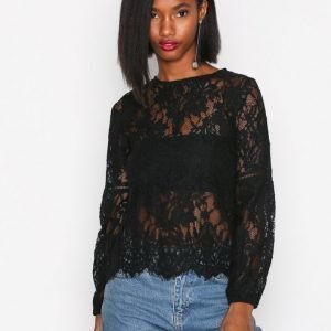 New Look Lace Balloon Sleeve Top Juhlapaita Black