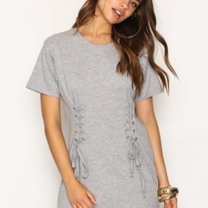 New Look Lace Up Corset Longline T-Shirt T-Paita Grey