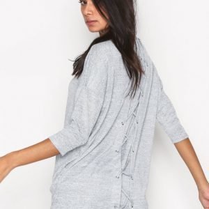 New Look Lattice Back 3 / 4 Sweat Neulepusero Pale Grey