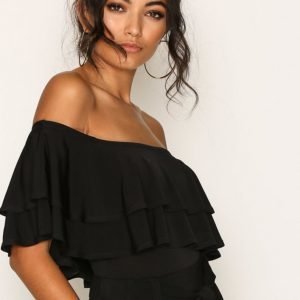 New Look Layered Frill Trim Bardot Neck Bodysuit Body Black