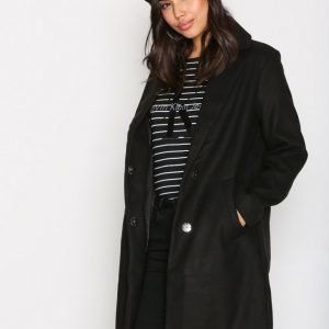 New Look Longline Collared Coat Pitkä Takki Black