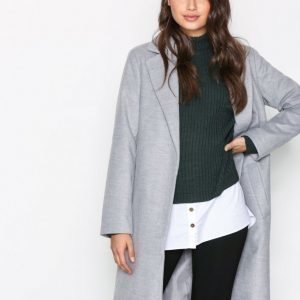 New Look Longline Collared Coat Pitkä Takki Pale Grey