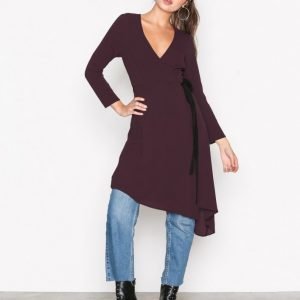 New Look Plain Asymmetric Wrap Midi Skater Mekko Wine