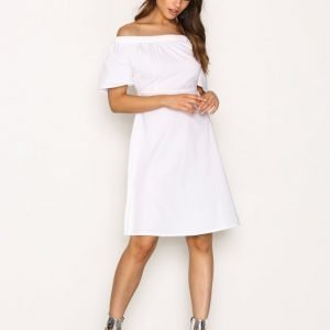 New Look Poplin Bardot Zip Midi Dress Loose Fit Mekko White