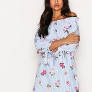 New Look Poplin Shirred Bardot Dress Loose Fit Mekko Blue