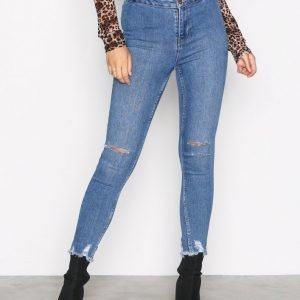 New Look Ripped Disco Pants Slim Farkut Blue