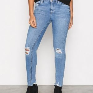 New Look Ripped Fray Skinny Jeans Farkut Blue