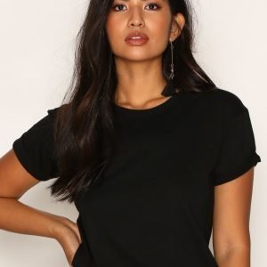 New Look Roll Sleeve Boyfriend T-Shirt T-Paita Black