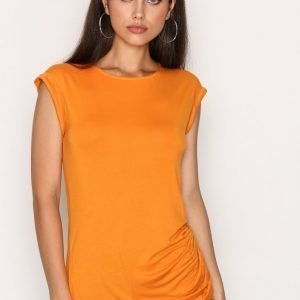 New Look Ruched Side Roll Sleeve Top Toppi Oranssi