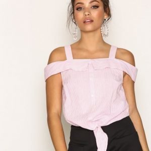 New Look Seersucker Cold Shoulder Top Toppi Pink