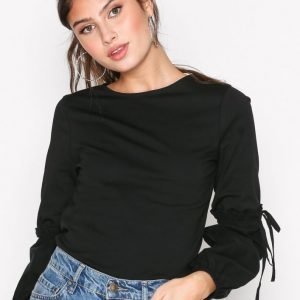 New Look Tie Puff Sleeve Top Pitkähihainen Paita Black