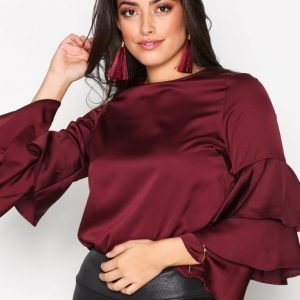 New Look Tiered Sleeve Top Juhlapaita Wine