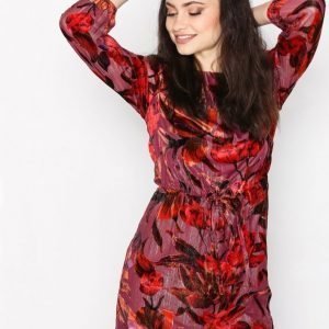 New Look Velvet Devore Tunic Pitkähihainen Mekko Red