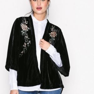 New Look Velvet Embroidered Kimono Jakku Black