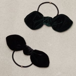 Nly Accessories Velvet Hair Bow Hiuslenkki Musta / Vihreä 2-Pakkaus