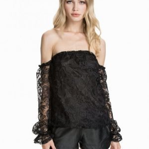 Nly Design Off-Shoulder Heavy Lace Pitkähihainen Paita Musta