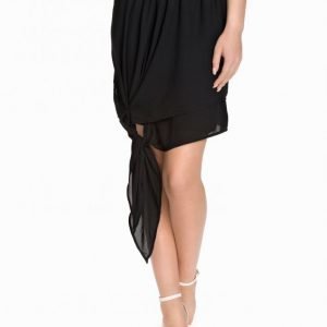 Nly Design Tied Chiffon Skirt Minihame Musta