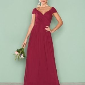 Nly Eve Cap Sleeve Maxi Gown Maksimekko Burgundy