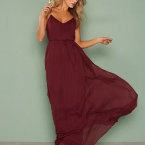 Nly Eve Chiffon Tie Gown Maksimekko Burgundy