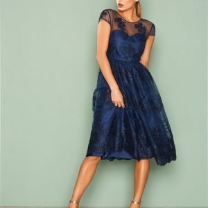 Nly Eve Decorated Short Gown Skater Mekko Navy