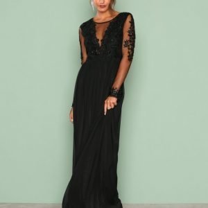 Nly Eve Mesh Lace Gown Maksimekko Musta