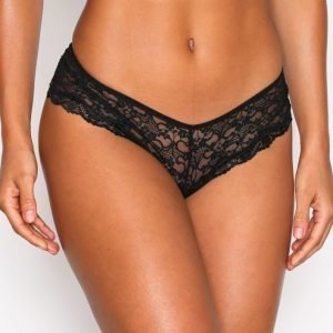 Nly Lingerie Back Detail Lace Panty Brazilian Alushousut Musta